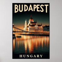 Budapest by Night – A Vintage Travel Poster