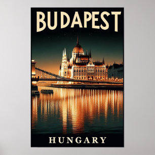 Budapest by Night – A Vintage Travel Poster