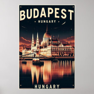Budapest by Night – A Vintage Travel Poster