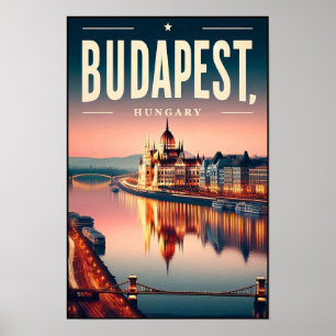 Budapest by Night – A Vintage Travel Poster