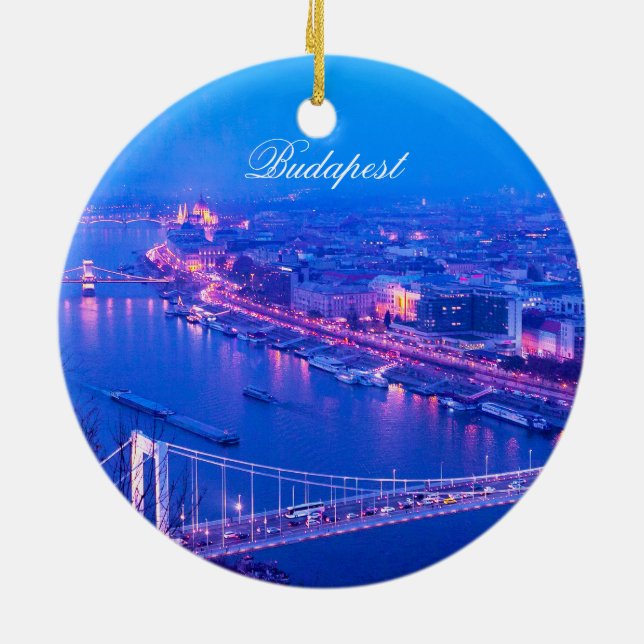 Budapest by Night Ceramic Tree Decoration (Back)