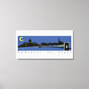 Budapest By Night, Hungary, magyar Canvas Print