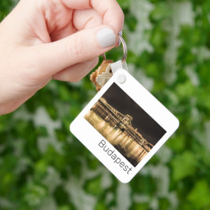 Budapest Chain Bridge Hungary Retro Night Vintage Key Ring