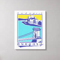 Budapest, Chain Bridge, Vintage poster, Hungary