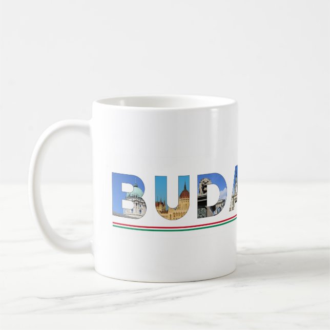 budapest city hungary landmark inside name text coffee mug (Left)