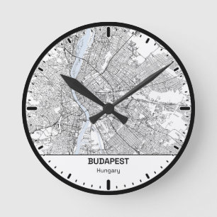 Budapest Clock City Line Art