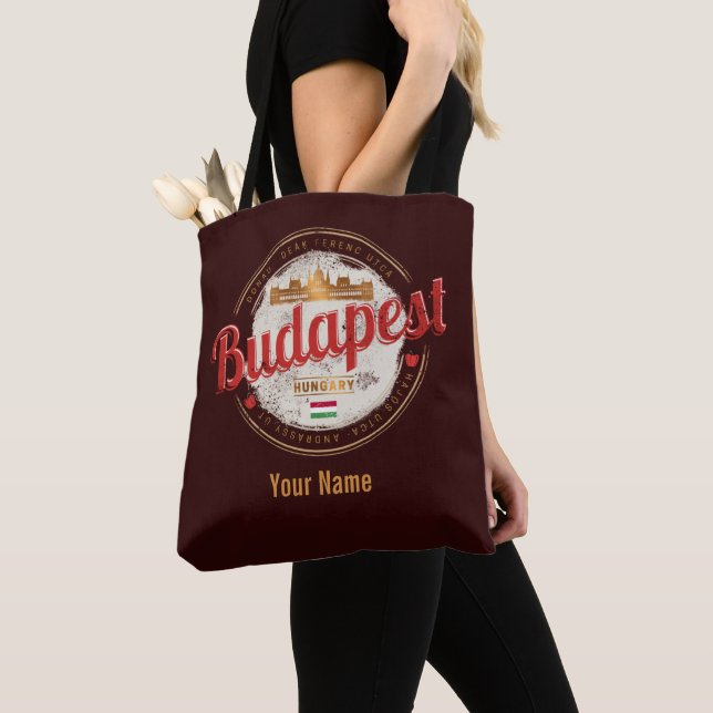 Budapest Design Hungary Vintage Parliament Tote Bag (Close Up)