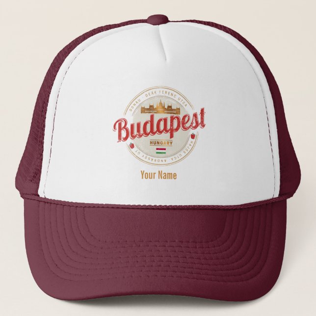 Budapest Design Hungary Vintage Parliament Trucker Hat (Front)