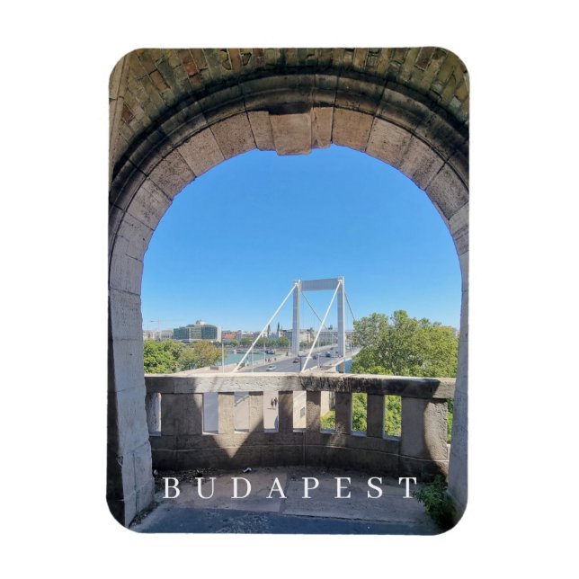 Budapest Elizabeth Bridge view fridge magnet (Vertical)