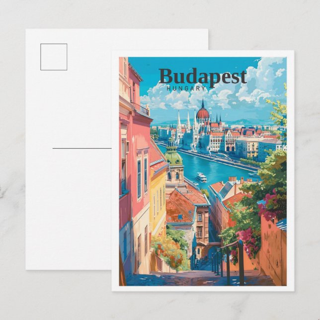 Budapest Hungary Art Vintage Travel  Postcard (Front/Back)