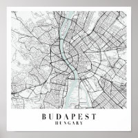 Budapest Hungary Blue Water Street Map