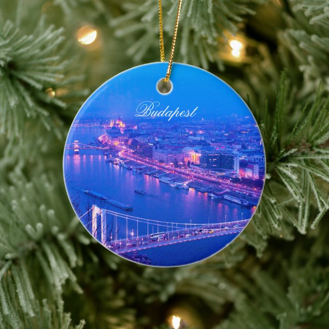 Budapest Hungary by night Ceramic Tree Decoration (Tree)