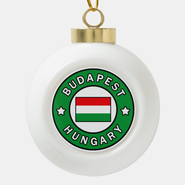Budapest Hungary Ceramic Ball Christmas Ornament (Front)