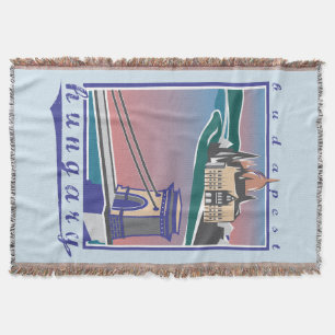 Budapest, Hungary, Chain Bridge, Vintage colors Throw Blanket