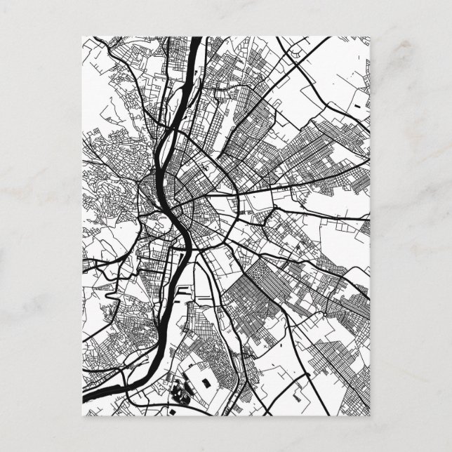 Budapest Hungary City Map Postcard (Front)