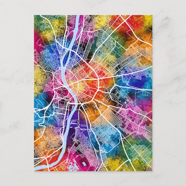 Budapest Hungary City Map Postcard (Front)