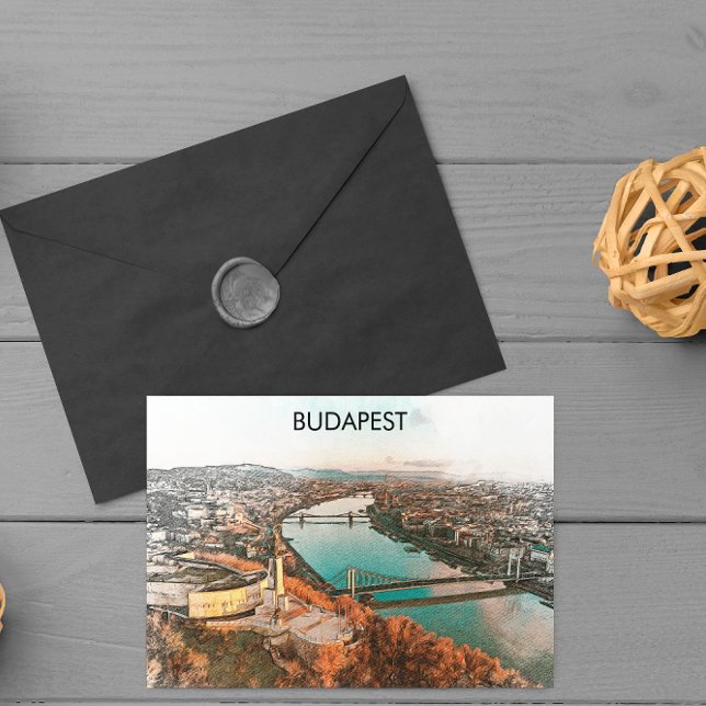 Budapest Hungary Danube Panorama View Postcard (budapest hungary danube view)