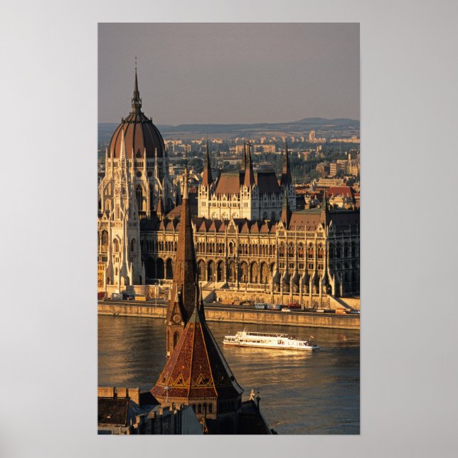 Budapest, Hungary, Danube River, Parliament Poster (Front)