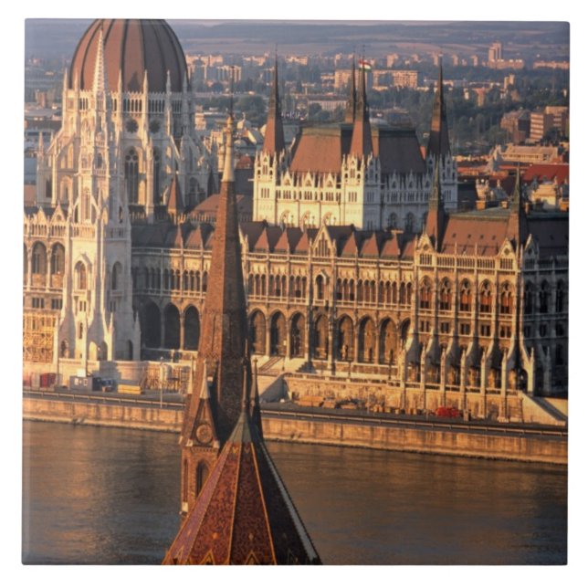 Budapest, Hungary, Danube River, Parliament Tile (Front)