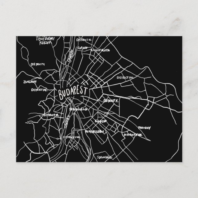 Budapest Hungary map Postcard (Front)