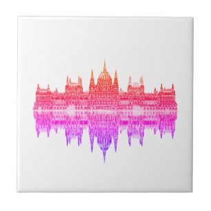 Budapest Hungary Parliament Architecture Sketch  Tile