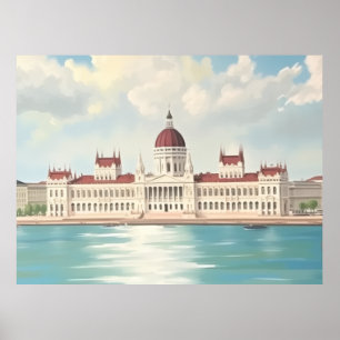 Budapest Hungary Parliament Building Poster