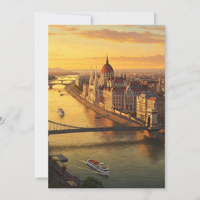 Budapest Hungary Parliament Building Travel Holiday Card (Front)