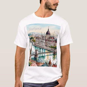 Budapest Hungary Parliament Danube River Skyline T-Shirt