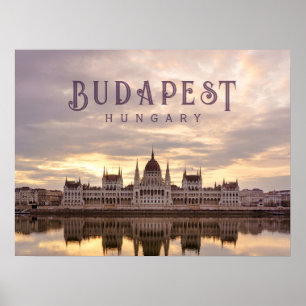 Budapest Hungary parliament landscape travel photo Poster