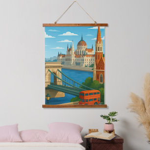 Budapest Hungary Skyline Art – Colorful Cityscape Hanging Tapestry