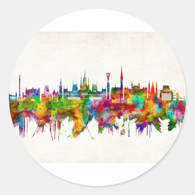 Budapest Hungary Skyline Classic Round Sticker (Front)