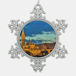 Budapest, Hungary Snowflake Pewter Christmas Ornament
