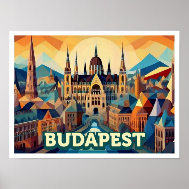 Budapest Hungary Travel artistic colourful Poster (Front)