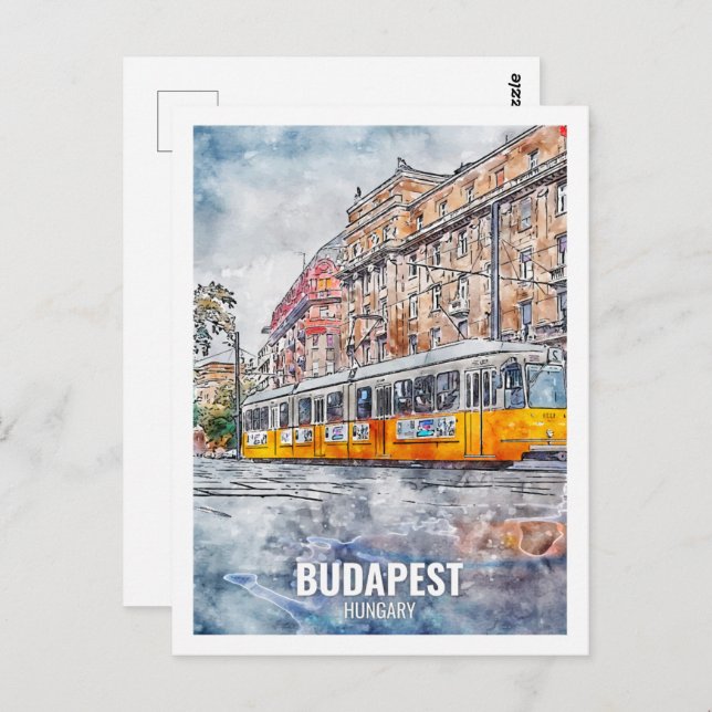 Budapest Hungary Travel Place Watercolor Postcard (Front/Back)