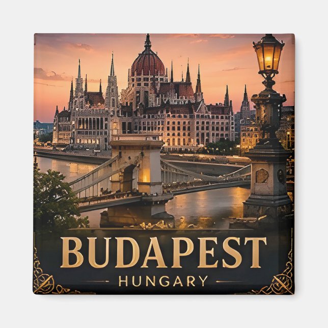 🧲 Budapest Hungary Vacation Keepsake For Trips 🧲 Magnet (Front)