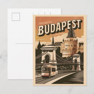 budapest hungary vintage elizabeth bridge postcard
