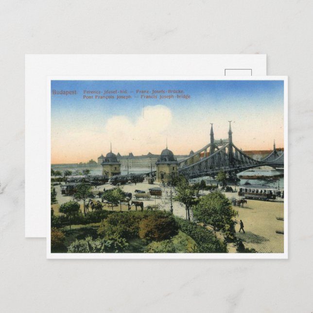 budapest hungary vintage francis joseph bridge postcard (Front/Back)