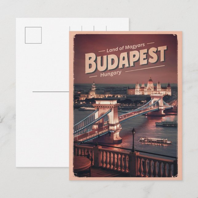 budapest hungary vintage liberty bridge gifts postcard (Front/Back)