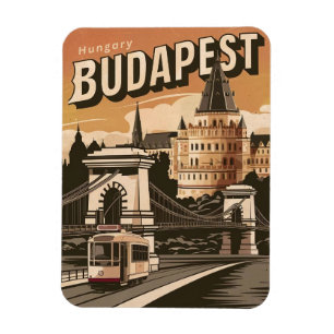 budapest hungary vintage middle city bus gifts magnet