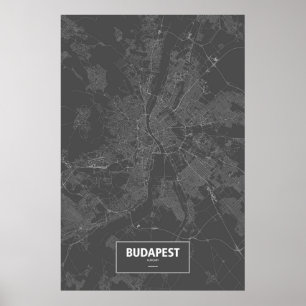 Budapest, Hungary (white on black) Poster