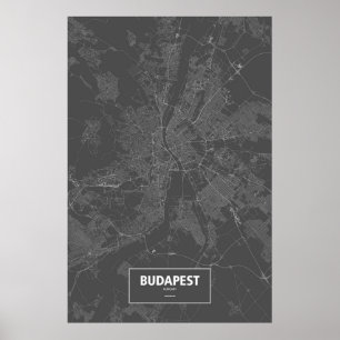 Budapest, Hungary (white on black) Poster