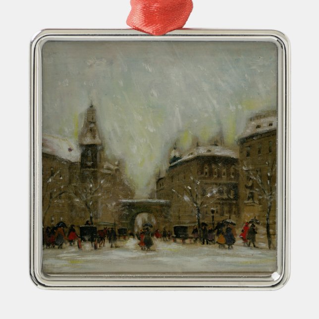 Budapest in the Snow Metal Tree Decoration (Front)