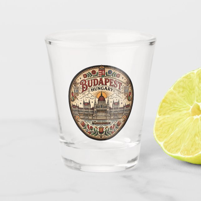 Budapest Parliament Building Hungary Shot Glass (Front)