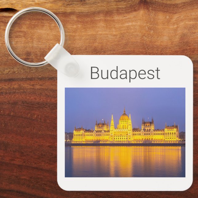 Budapest Parliament Panorama Hungary Holiday Key Ring (Front)