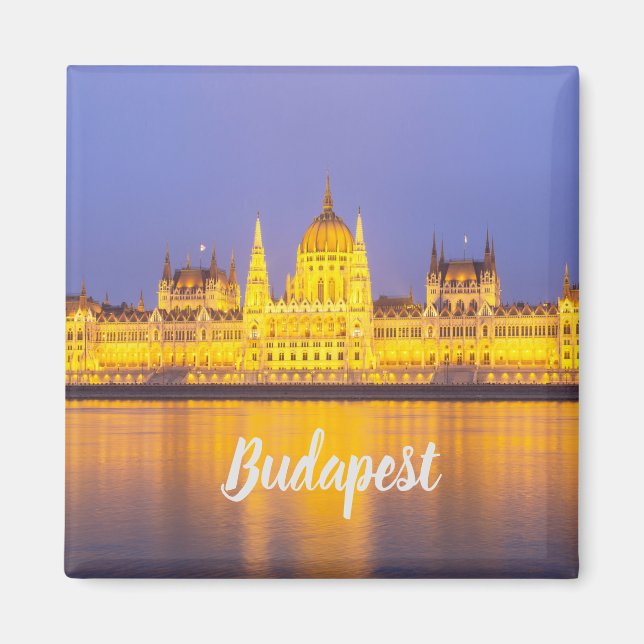 Budapest Parliament Panorama Hungary Holiday Magnet (Front)