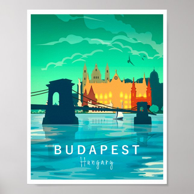 Budapest Retro Print, Hungary Wall art  (Front)