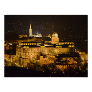 Budapest, The Royal Palace (Buda Castle) at night Poster