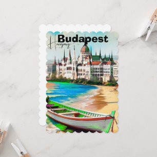 Budapest Travel Postcard Art, Hungary Travel Postc