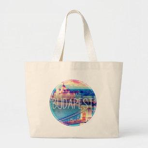 Budapest vintage, circle large tote bag