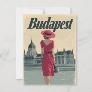 Budapest vintage fashion postcard
